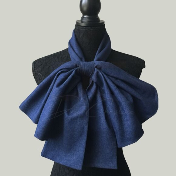 Oversized Bowtie – Dark Blue Denim– Handmade Statement Accessory
